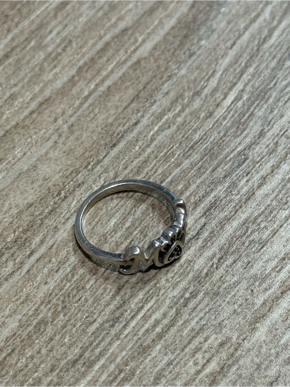 Kay Jewelers Sterling Silver Mom Paw Print Black Diamond Accent Ring Size 7